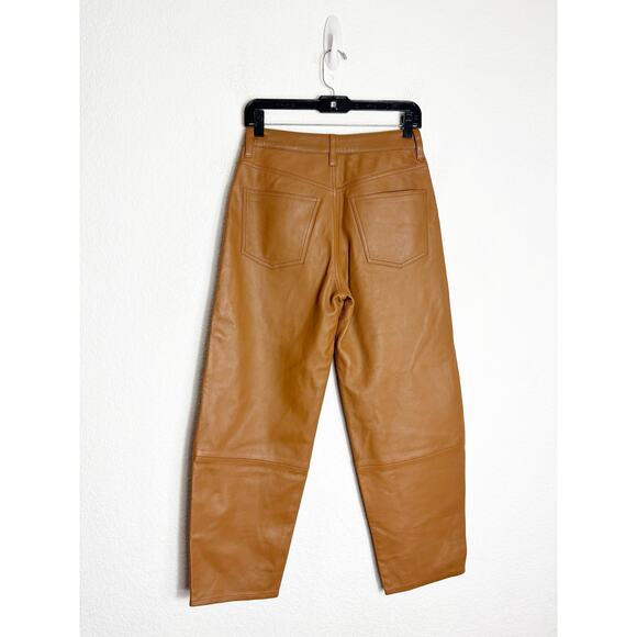 Citizens Of Humanity Calista Curve Leather Pants Size 26 Camel Barrel Leg - Picture 14 of 15